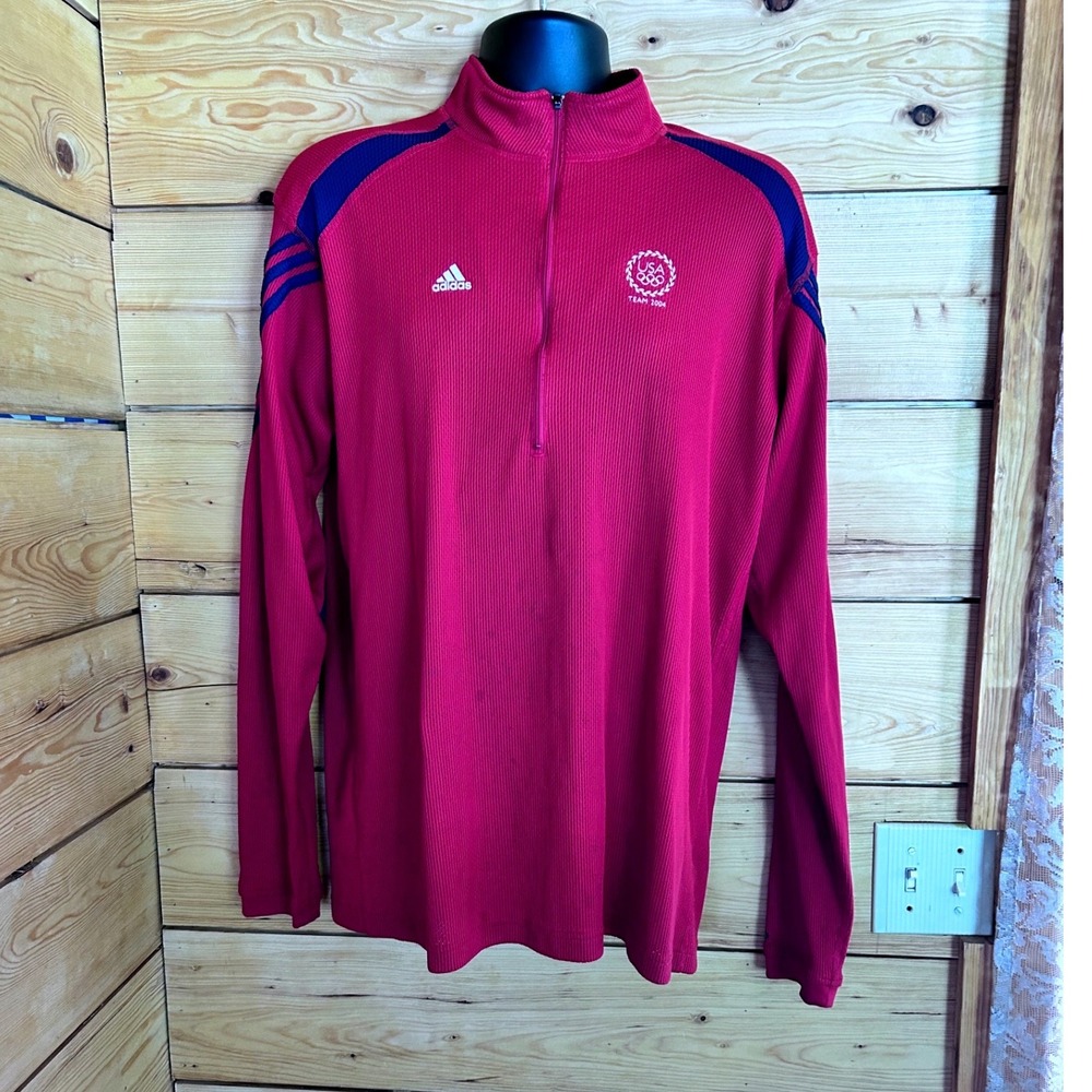Vintage‎ USA Olympic Team 2004 Athens Games Pullover Mens Large Red Adidas